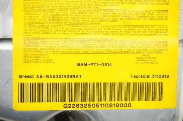 Poduszka Fotela Airbag Prawa Peugeot 307 5110819 8216AW 6509C9