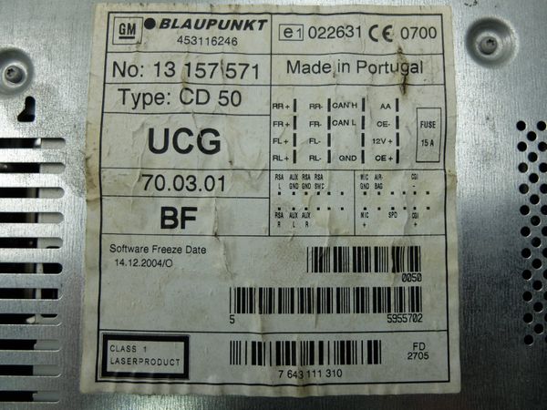 Radio Cd 50 PHONE Opel 13157571 453116246 UCG Blaupunkt