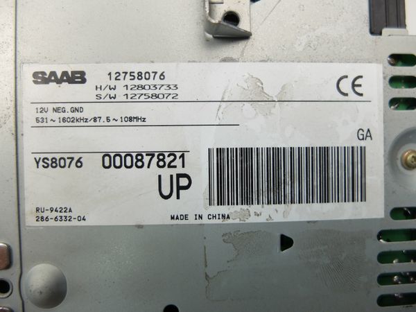 Tuner Audio Radio Saab 9-3 12758076 YS8076