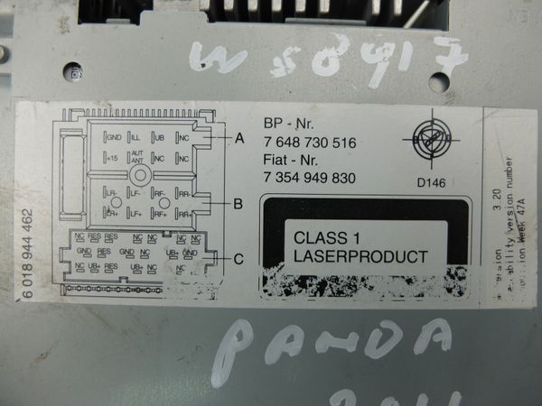 Radio Cd Fiat Panda 7354949830 7648730516 Blaupunkt