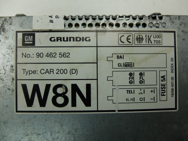 Radio Kasetowe Opel 90462562 CAR 200 W8N Grundig