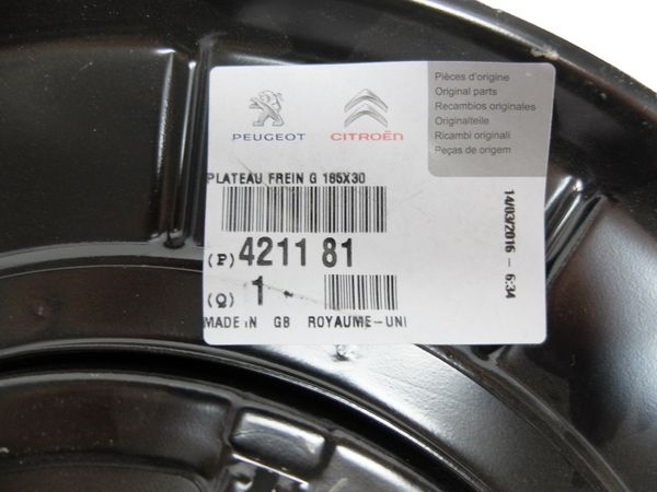 Tarcza Kotwiczna Szczęk Tył Lewa Oryginał Peugeot 406 421181