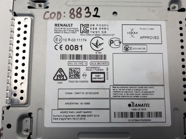 Radio Cd Mp3 Renault Megane 3 Scenic 3 281152275R A2C32352701