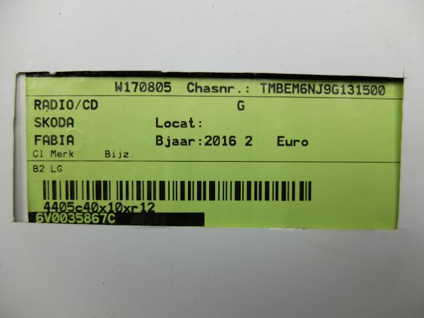 Radio Skoda Fabia III 6V0035867C L41SK2 1225