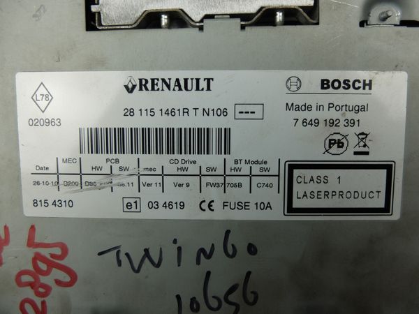 Radio Cd Renault Twingo II 281151461R 7649192391 Bosch