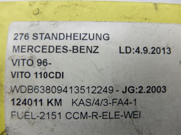 Ogrzewanie Postojowe Eberspacher Mercedes-Benz Vito 252124 Hydronic