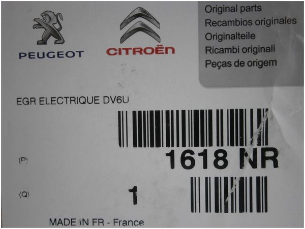 Zawór Egr Oryginał Citroen Peugeot C3 C4 C5 206 207 Partner 3 1.6HDI 1618NR