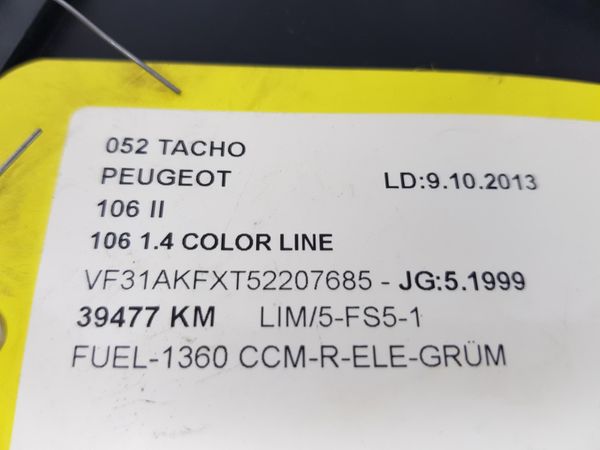 Licznik Obrotomierz Peugeot 106 9627755680 09034249905 20864