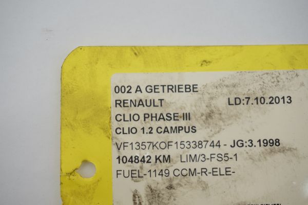 Skrzynia Biegów JB1138 1,2 Renault Clio 2 105000km 7701352459