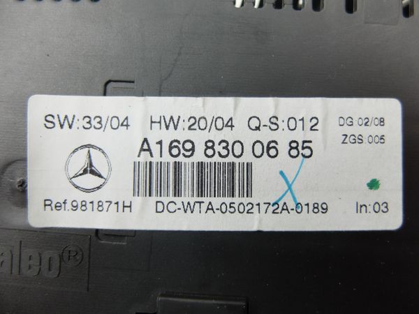 Panel Klimatyzacji Mercedes W169 A1698300685