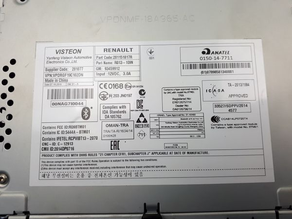 Radio Bluetooth MP3 USB Renault Trafic 3 Vivaro B 281151817R