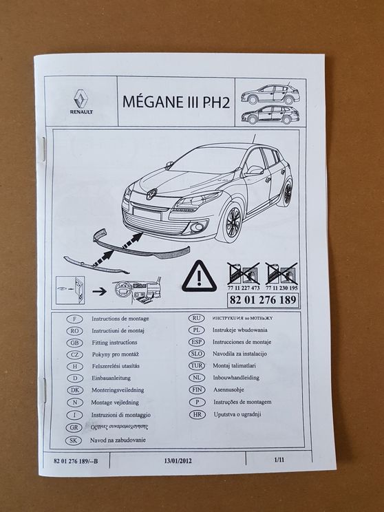 Spoiler Zderzaka Przód Megane 3 8201276189 Renault