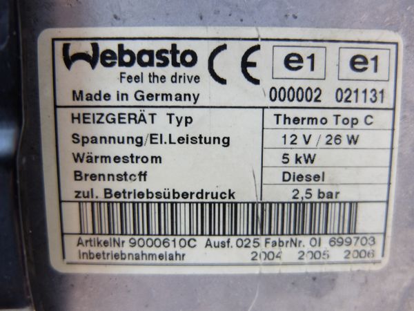 Ogrzewanie Postojowe Webasto Mazda 6 RF5C-209A0 Thermo Top C