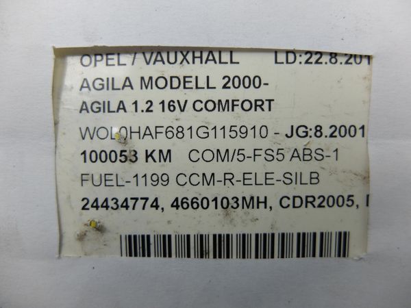 Radio Cd Opel Agila 24434774 CDR2005 UY8 Delco
