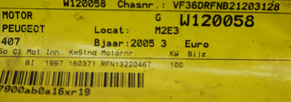 Silnik Benzynowy RFN 10LH2W 2.0 16v Peugeot 407 160371 km 2005