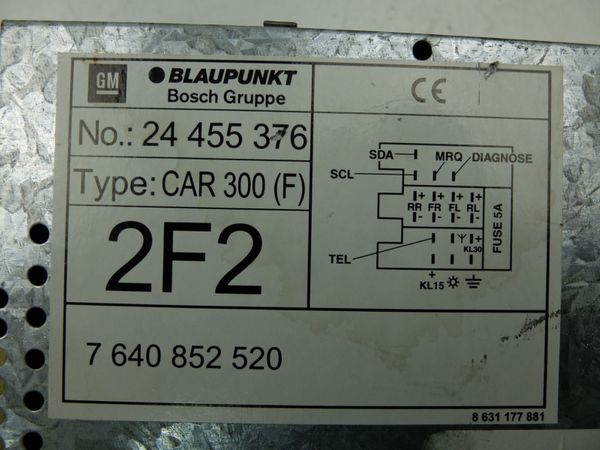 Radio Kasetowe Opel 24455376 CAR300 2F2 Blaupunkt 1128