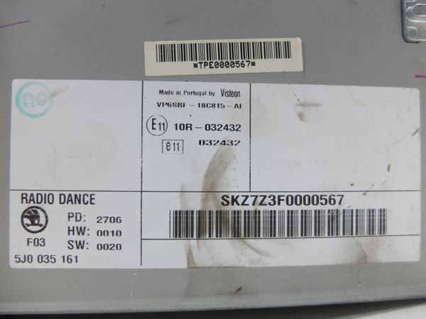 Radio Cd Skoda Roomster 5J0035161 VP6SBF-18C815-AE Dance