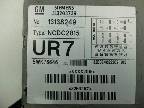 Radio NCDC 2015 Opel 13138249 313203739 UR7 Siemens 1360