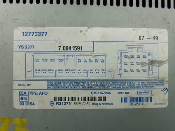 Wzmacniacz Audio Saab 12773377 GM-1167zsa