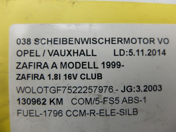 Silnik Wycieraczek Przód Opel Zafira A 404.496 Valeo