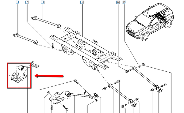 Mocowanie Wspornik Prawy Tył 8200814830 Dacia Duster 4x4 